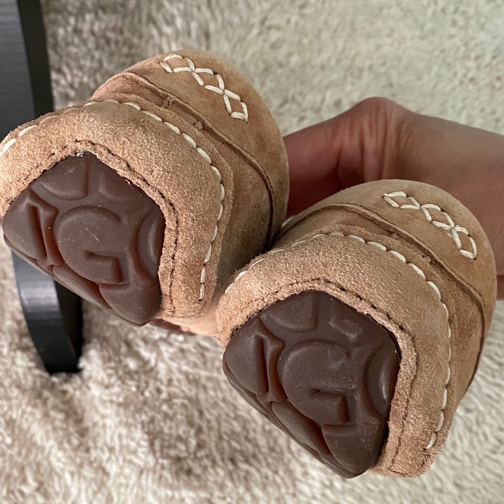 UGG Chestnut Suede Lined Moccasin Slippers - Picture 8 of 8